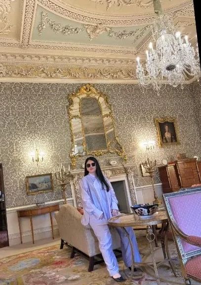 李湘凌晨一点晒出照片在一座古老奢华的别墅